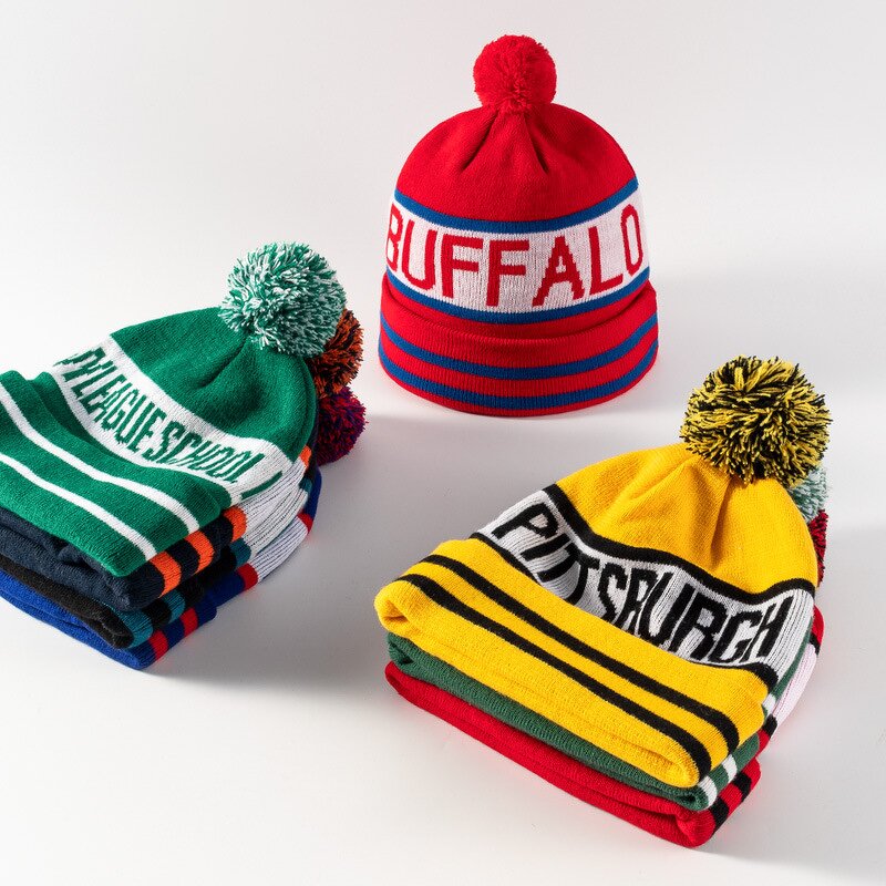 Double-Layer Beanie Manufacturer - Autumn Winter Woolen Custom Jacquard Knitted with Fur Ball Windproof