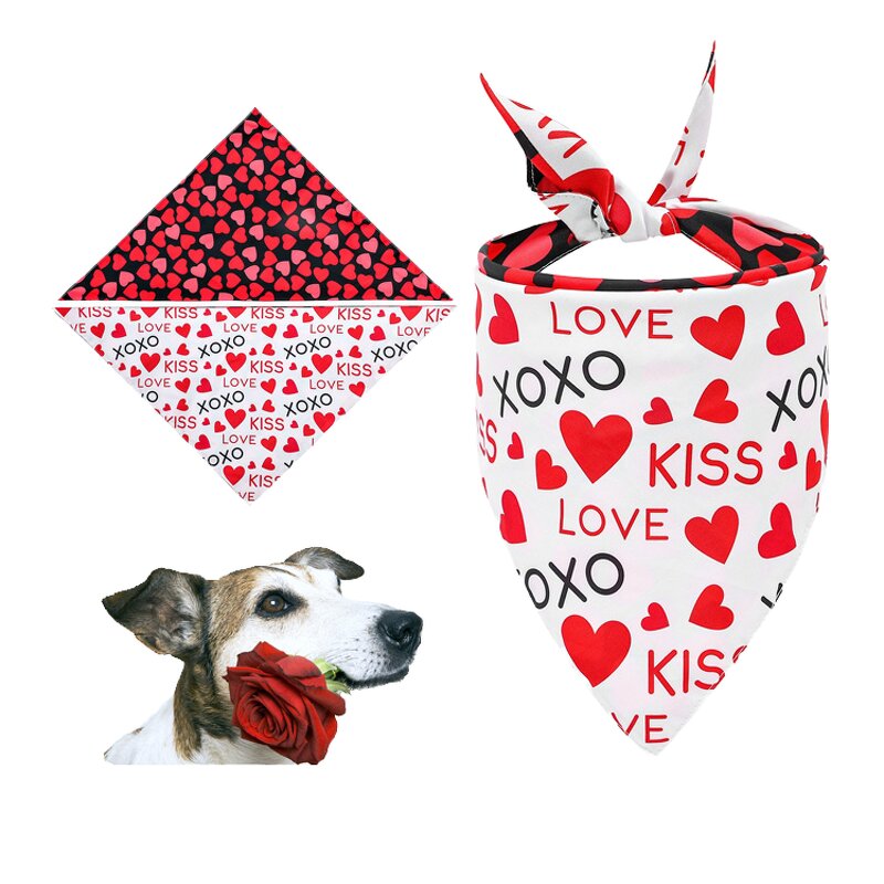 Pet Bandana Scarf Manufacturer - BestS PS113 Big Dog Valentine Double Sided Printed Polyester