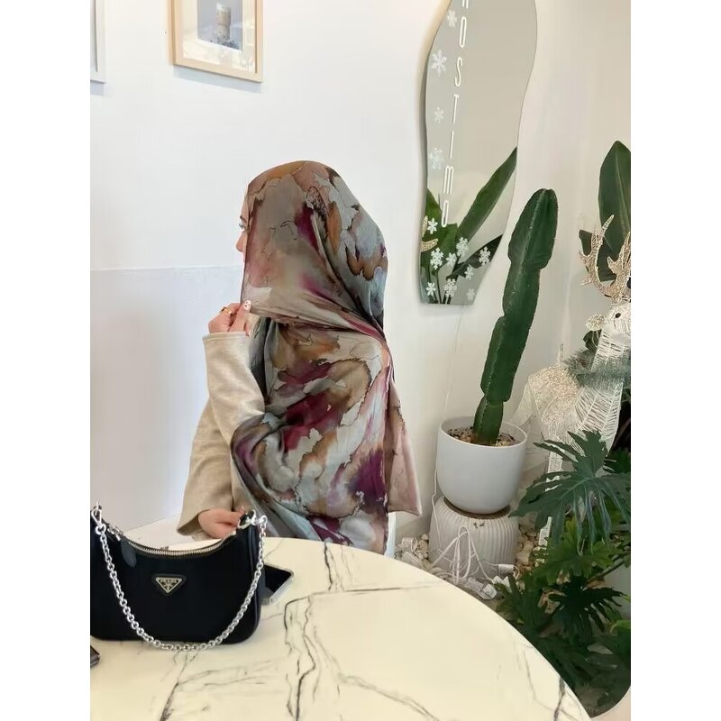 Rayon Viscose Shawl Manufacturer - New Digital Print Ademende Hijaabs Chiffon Voile Colorful Tie-Dye