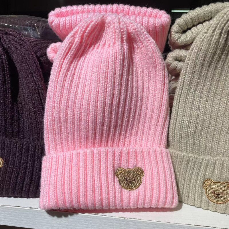 Wool Hat Manufacturer - Autumn Winter for Boys and Girls Cute Ins Baby Ear Cover Hat With Embroidered Candy