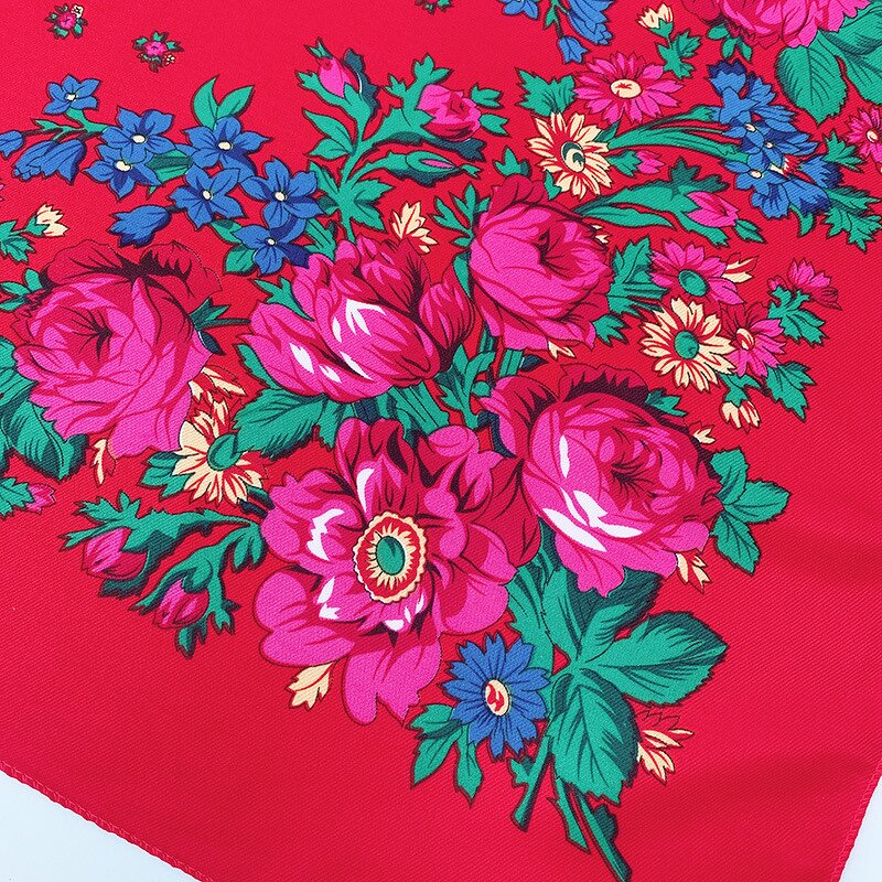 Gold Wire Scarf Manufacturer - Ethnic 70cm*70cm Printed Square Dustproof Hijab Lightweight Stylish Women's Head Wrap