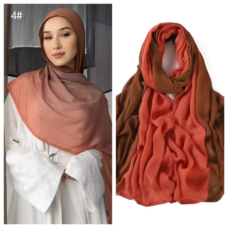 Islamic Hijab Shawl Manufacturer - Yomo Women's New Fashion Gradient Two-Color Arabic Chiffon Scarf