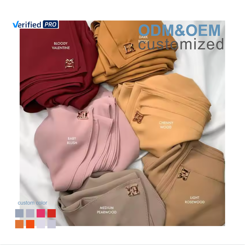 Silk Hijab Manufacturer - High Quality Medina Chiffon Custom Logo Heavy Shawl Wholesale