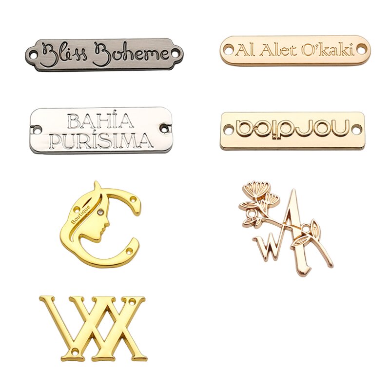Zinc Alloy Label Manufacturer - Customized Rectangular Metal Suture Electroplated Gold