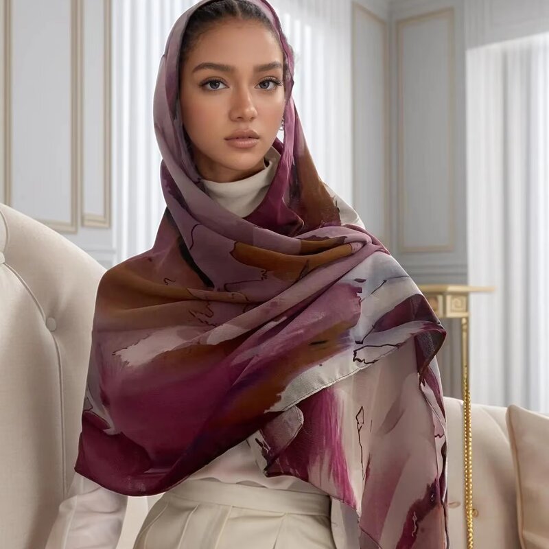 Modal Scarf Manufacturer - Aquarel Bloemenprint Ademend Licht Gewicht Zachte Katoenen Rayon Viscose