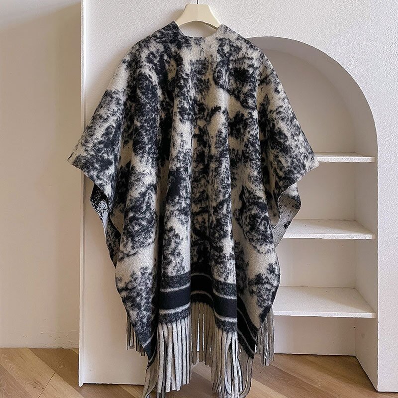 Cashmere Shawl Manufacturer - Women's Korean Joker Striped Pop Winter Travel Cape Coat