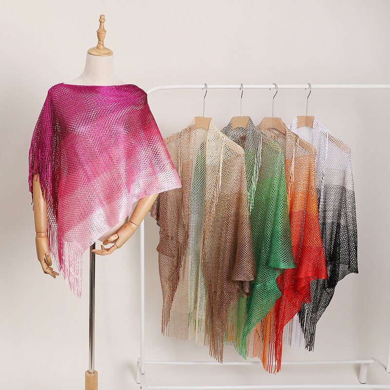 Beach Scarf Manufacturer - Summer New Style Ombre Chiffon Tassel Big Size Outdoor Sexy Shawl for Women