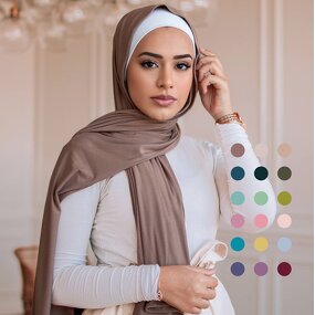 Bonnet Hijab Manufacturer - Dubai Islamic 95% Cotton Jersey Fabric Solid Pattern Lightweight Turban