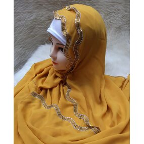 Luxury Silk Hijab Manufacturer - New Fashion Islamic Scarf Long Hot Diamond Chiffon Shawl Exclusive Design for Muslim Women