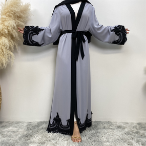 Turkish Abaya Dress Manufacturer - Casual Cardigan Fashion Embroidered Long Islamic Clothing for Adults Plus Size Winter Open