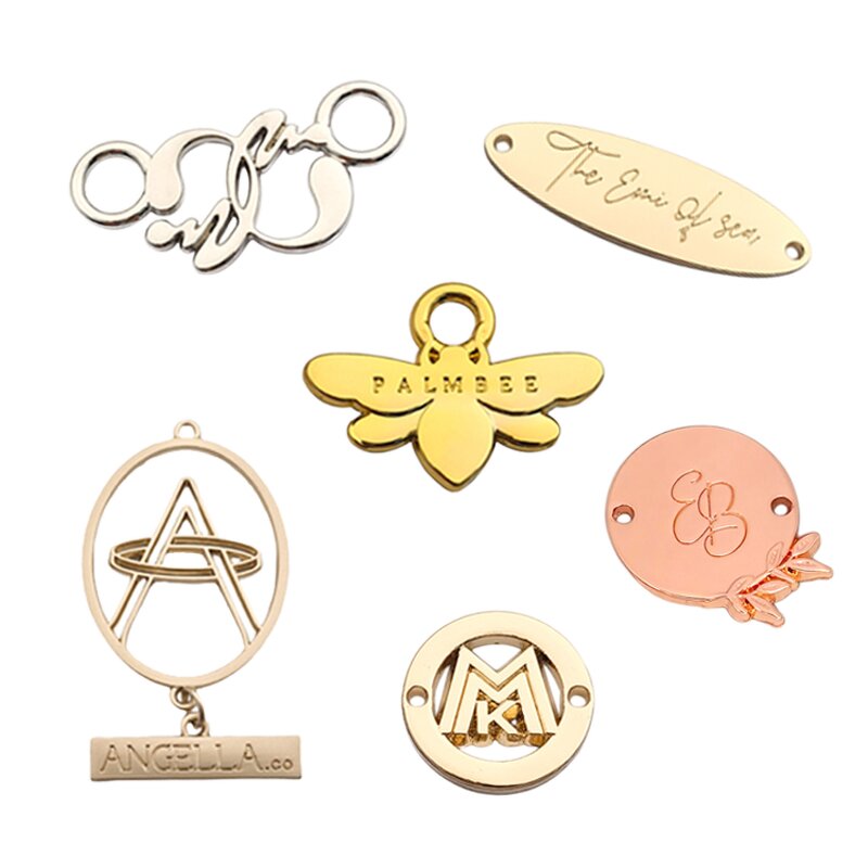 Zinc Alloy Label Manufacturer - Customized Rectangular Metal Suture Electroplated Gold