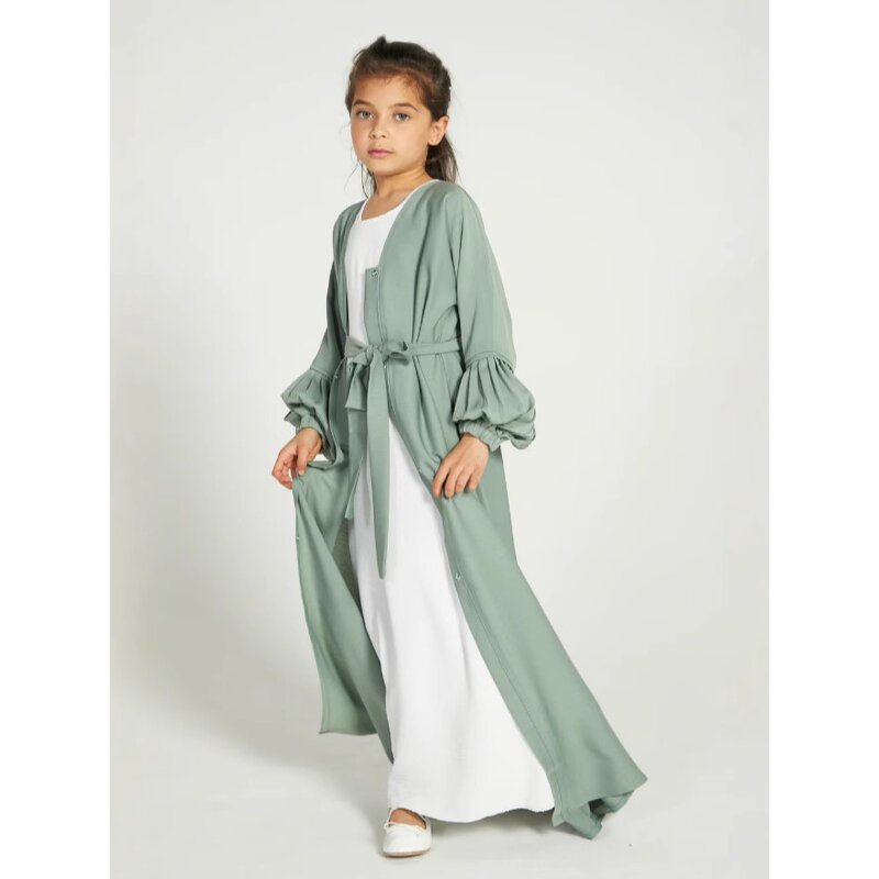 Girls' Abaya Dress Manufacturer - Elegant Three-Layer Chiffon Casual Polyester Headband for Children for All Summer Autumn Spring