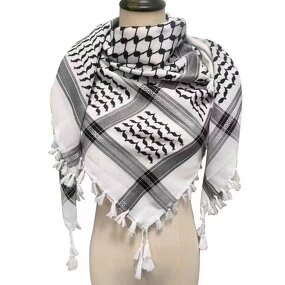 Men's Keffiyeh Manufacturer - Ethnic Omani Yemeni Custom Logo Design Long Fringed Square Woven Cotton