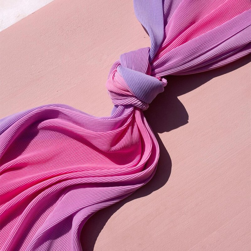 Digital Printed Hijab Manufacturer - Custom Fancy Mini Pleated Ombre Chiffon Malaysia Shawl