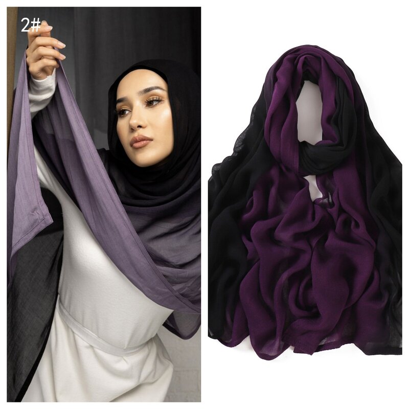 Islamic Hijab Shawl Manufacturer - Yomo Women's New Fashion Gradient Two-Color Arabic Chiffon Scarf