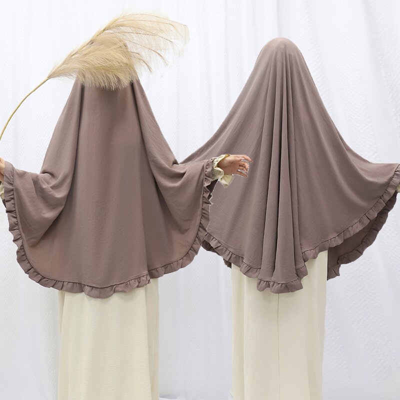 Solid Green Shawl Manufacturer - Long Style Lotus Leaf Swing Headscarf Big for Adults Polyester & Acrylic for Middle East