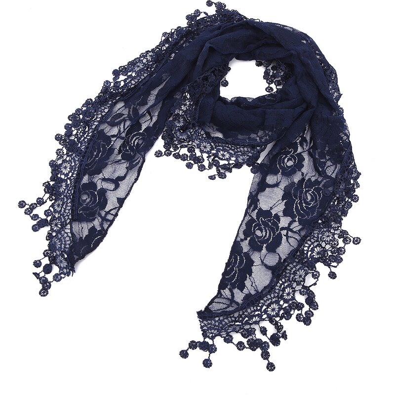 Shawl With Lace Trim Manufacturer - Wholesale High Quality Rose Print Tassel Triangle Scarf