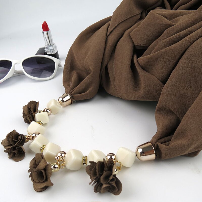 Beaded Scarf Manufacturer - Factory Wholesale National Wind Lady Necklace Pendant Decoration Chiffon
