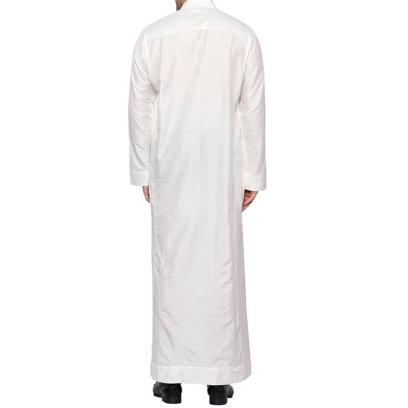 Men's Abaya Dress Manufacturer - Polyester Stand Collar Pocket Cross-Border Design for Qatar Adults Summer Wholesale