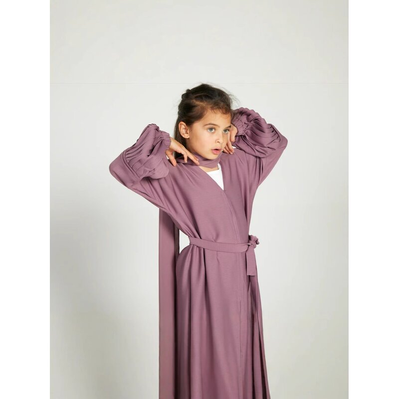 Girls' Abaya Dress Manufacturer - Elegant Three-Layer Chiffon Casual Polyester Headband for Children for All Summer Autumn Spring