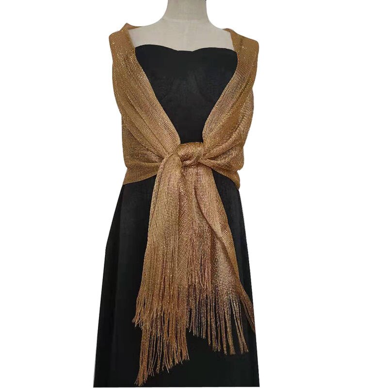 Evening Dress Shawls Manufacturer - Wedding Party Female Gold Flat Towel Bridal Wraps