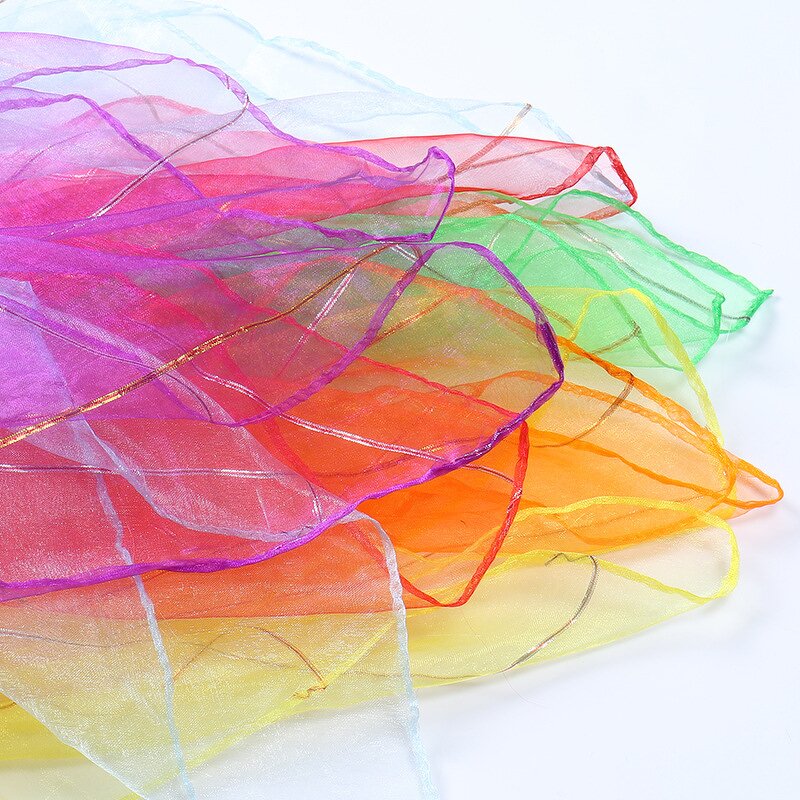 Magic Scarf Manufacturer - Yiwu Colorful Tricks Performance Kids Dance Gold Edge Juggling