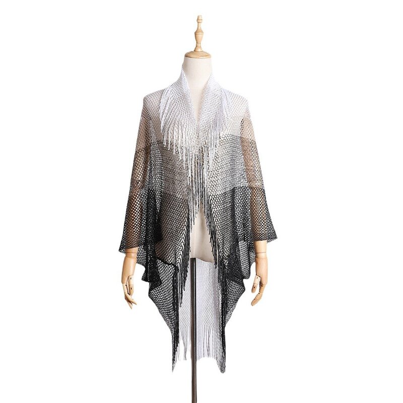 Beach Scarf Manufacturer - Summer New Style Ombre Chiffon Tassel Big Size Outdoor Sexy Shawl for Women