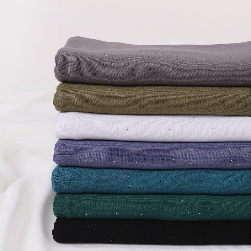 Gold Foil Jersey Hijab Manufacturer - 2025 New Shimmer Premium Quality Stretchy Shawl Printed Dubai Headscarf