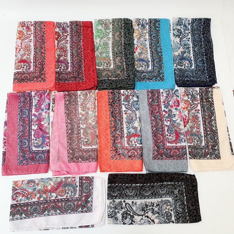 Gold Wire Scarf Manufacturer - Ethnic 70cm*70cm Printed Square Dustproof Hijab Lightweight Stylish Women's Head Wrap