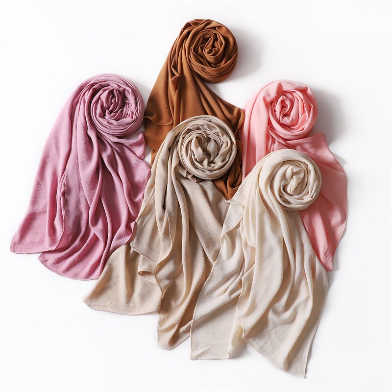 Bubble Chiffon Hijab Manufacturer - High Quality Thick Luxury Plain Color Head Scarf Autumn Style