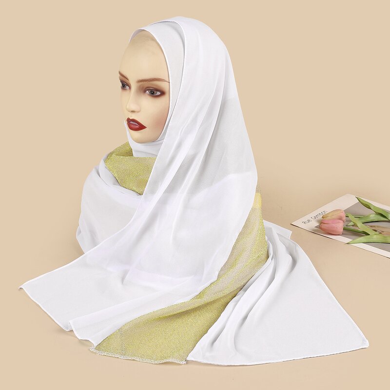 Geometrical Hijab Manufacturer - Pattern Chiffon Crystal Rhinestone Diamond Long Style Shawl Scarf Muslims Wholesale Dubai
