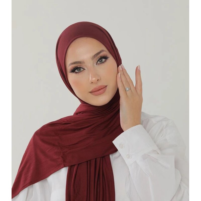Bonnet Hijab Manufacturer - Dubai Islamic 95% Cotton Jersey Fabric Solid Pattern Lightweight Turban