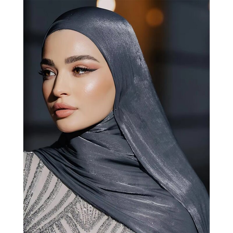 Shimmer Chiffon Hijab Manufacturer - Malaysian Vrouwen Lange Sjaal Chiffon Rimpelsjaal Islamitische Hoofddoek