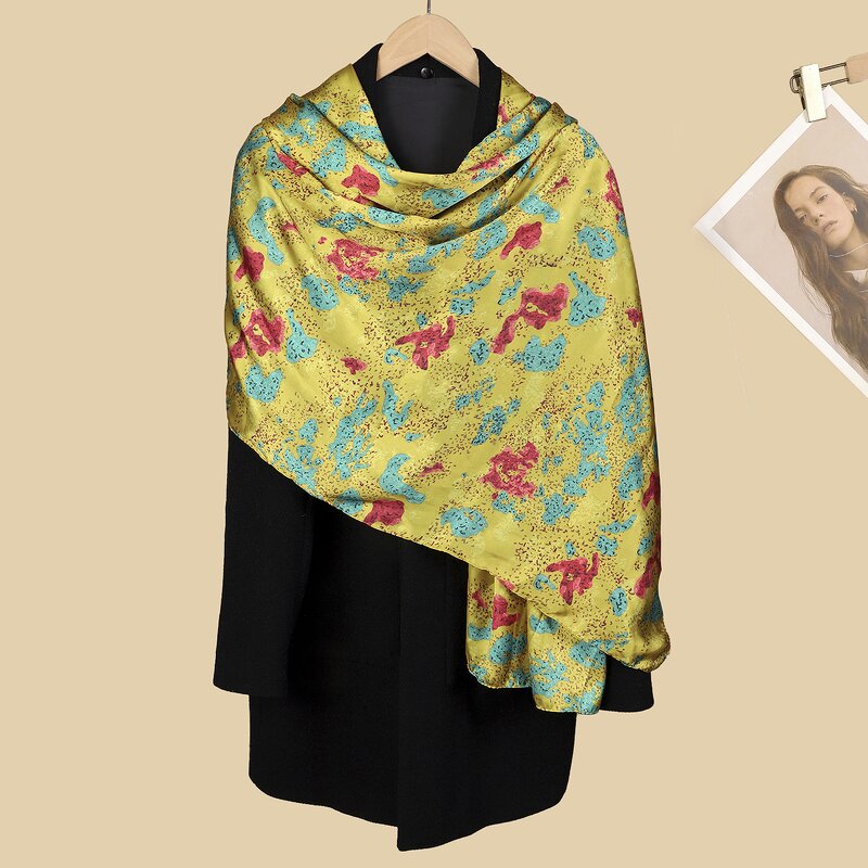 Silk Bandanas Manufacturer - Luxurious Muslim Ethnic Woman Water Print Shawl Hijab Soft Traditional