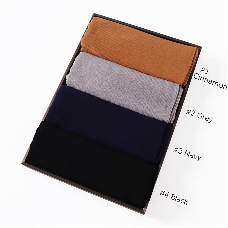 Bubble Chiffon Hijab Manufacturer - High Quality Thick Luxury Plain Color Head Scarf Autumn Style