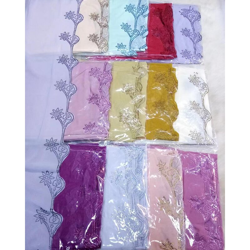 Luxury Silk Hijab Manufacturer - New Fashion Islamic Scarf Long Hot Diamond Chiffon Shawl Exclusive Design for Muslim Women