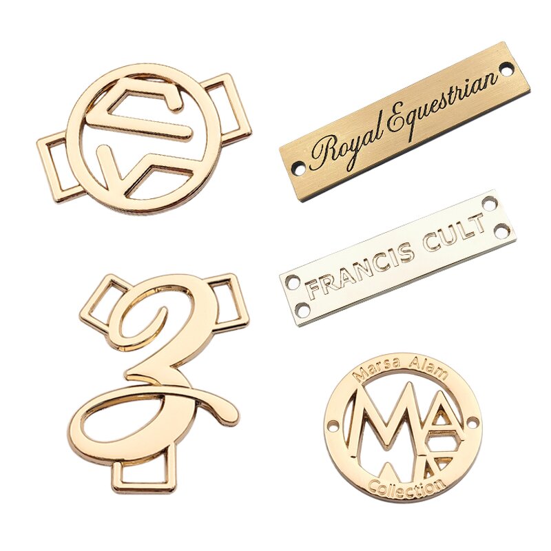 Zinc Alloy Label Manufacturer - Customized Rectangular Metal Suture Electroplated Gold