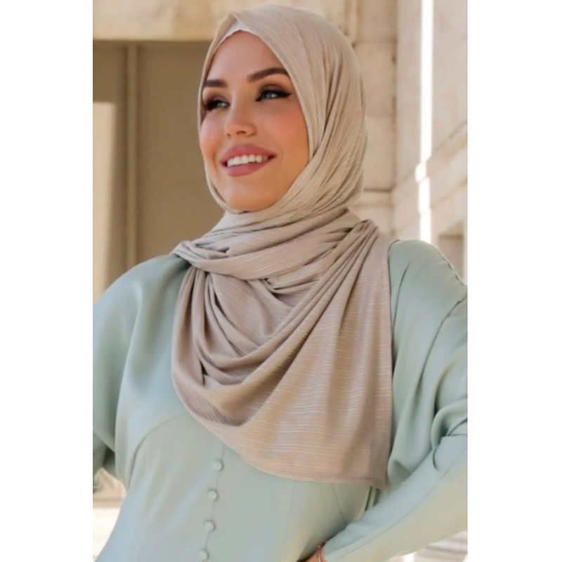 Jersey Scarf Manufacturer - Ribbed High Quality Along Naqab Cotton Hijab Muslim BASIL RIBBED JERSEY