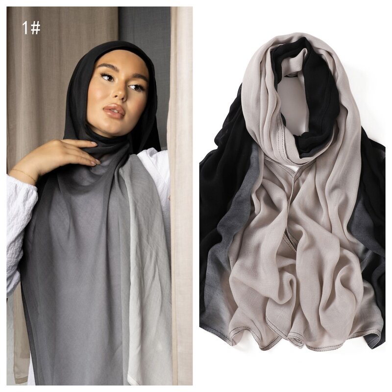 Islamic Hijab Shawl Manufacturer - Yomo Women's New Fashion Gradient Two-Color Arabic Chiffon Scarf