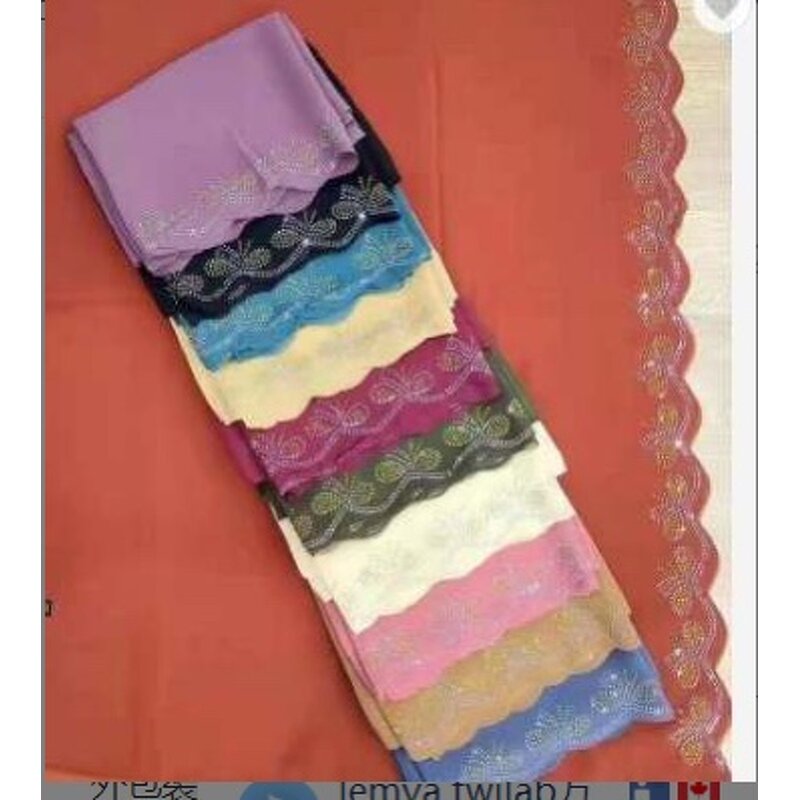 Luxury Silk Hijab Manufacturer - New Fashion Islamic Scarf Long Hot Diamond Chiffon Shawl Exclusive Design for Muslim Women