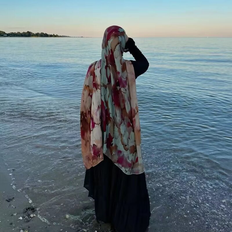 Rayon Viscose Shawl Manufacturer - New Digital Print Ademende Hijaabs Chiffon Voile Colorful Tie-Dye