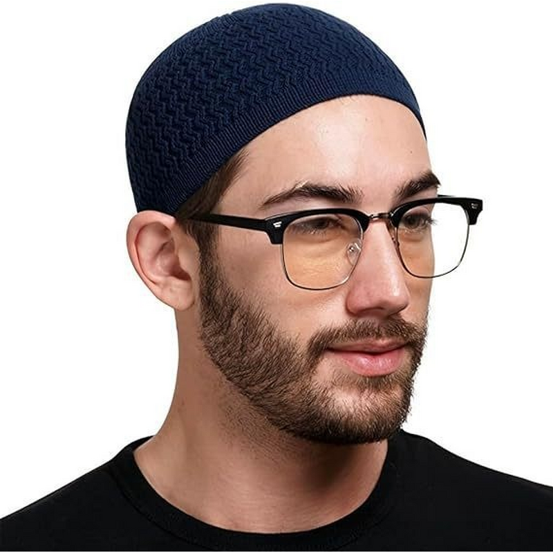 Arab Muslim Hat Manufacturer - Autumn Winter Wave Jacquard Melon Skin Baotou Hat Dome Knitted Customizable Common