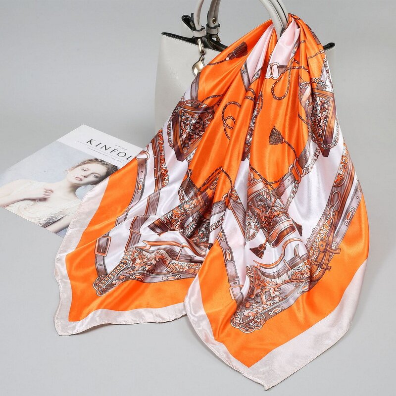 Silk Hijab Scarf Manufacturer - Private Embroidered Logo 90*90cm Printed Chiffon