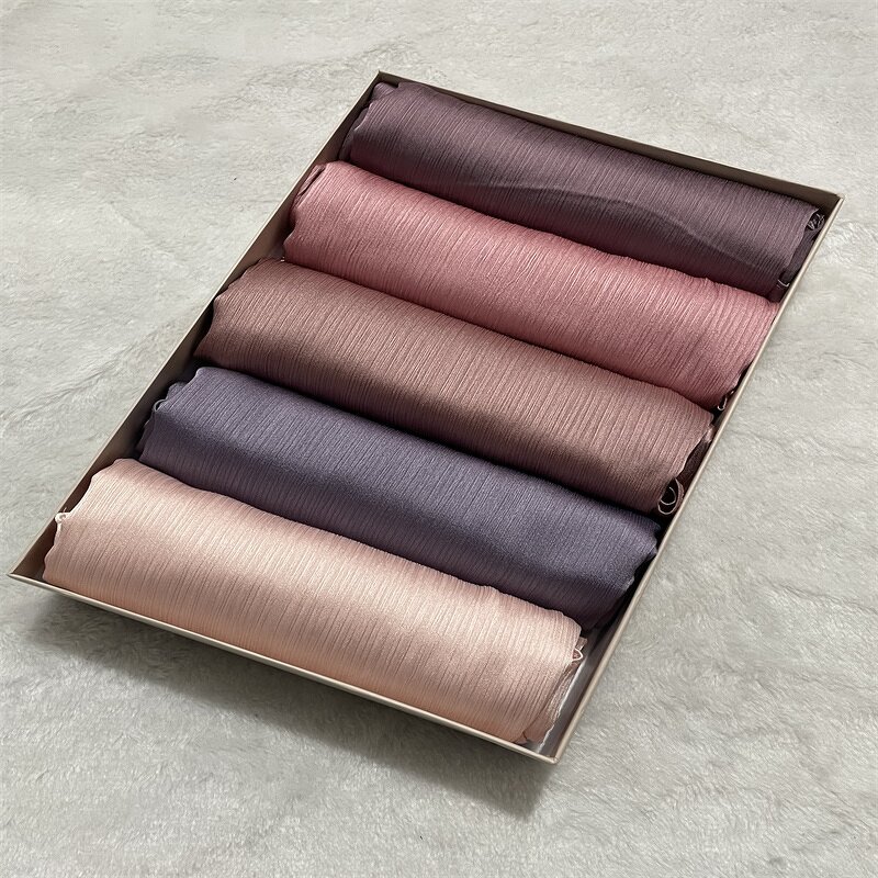 Satin Crinkle Scarf Suit Manufacturer - Muslim Hijab Box Multicolor Scarf Combination Suit