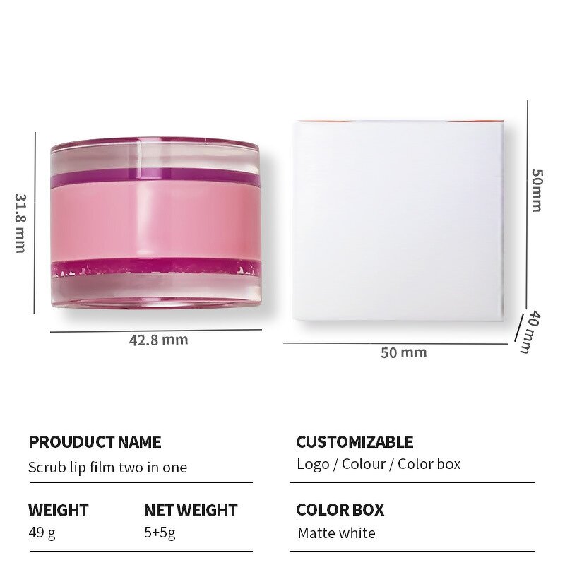 Lip Scrub Manufacturer - Vegan 2-in-1 Fruit Moisturizing Balm Custom Logo