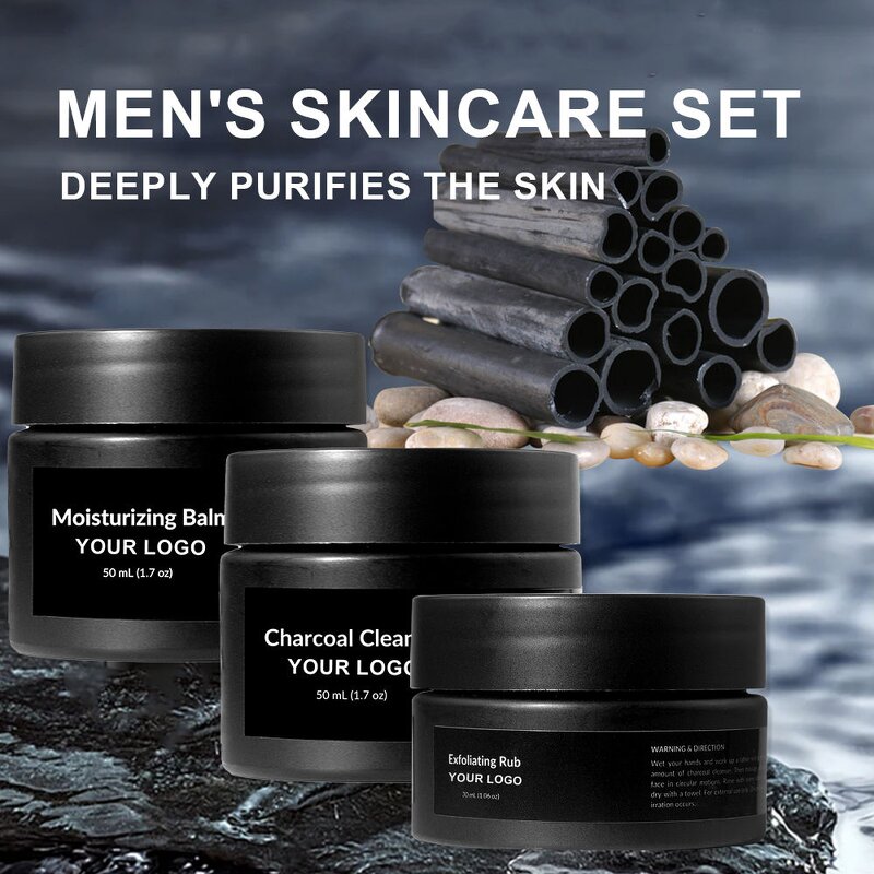 Men's Skin Care Set Factory - Private Label Wholesale Organic Charcoal Glass Gift