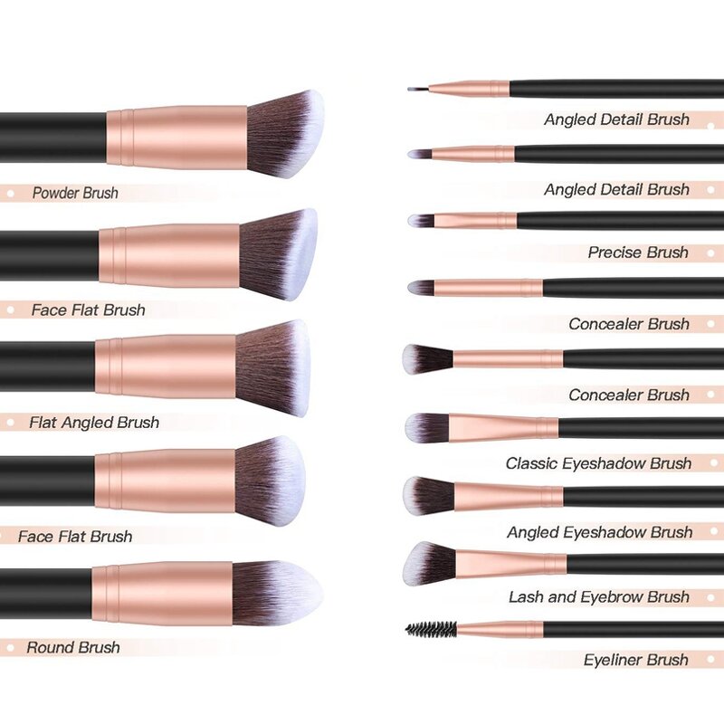Makeup Brush Set Manufacturer - Professional 14-Piece Vegan Hair