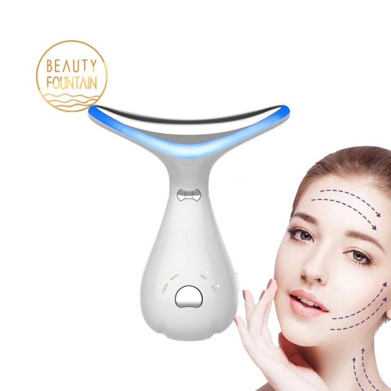 Face Neck Massager Manufacturer - OEM Home Use 3 Colors Led Light Therapy EMS Wrinkle