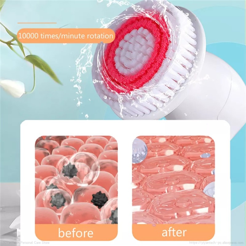Electric Face Cleansing Brush Supplier - OEM Red Blue Led Light Care Ipx7 Waterproof Exfoliating
