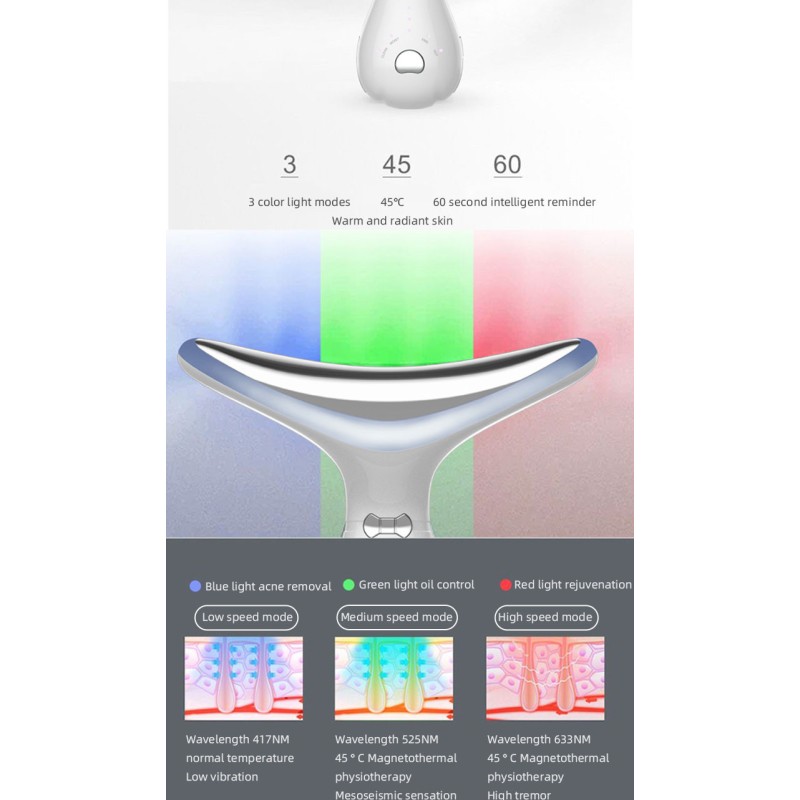 Face Neck Massager Manufacturer - OEM Home Use 3 Colors Led Light Therapy EMS Wrinkle
